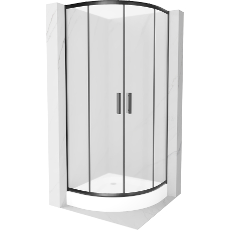 Mexen Rio cabine de douche semi-circulaire 70 x 70 cm, givre, noir + receveur de douche Rio, blanc - 863-070-070-70-30-4710