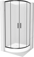 Mexen Rio cabine de douche demi-circulaire 70 x 70 cm, givrée, noire + receveur Rio, blanc - 863-070-070-70-30-4710