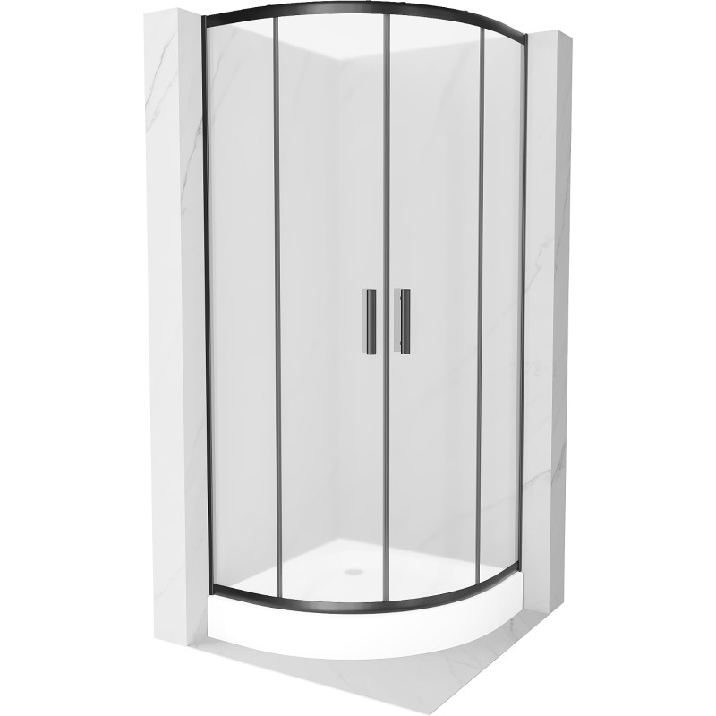 Mexen Rio cabine de douche demi-circulaire 90 x 90 cm, givre, noir + receveur, blanc - 863-090-090-70-30-4710
