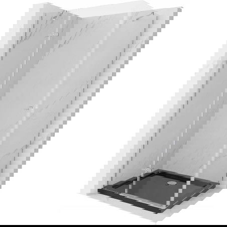 Mexen Roma cabine de douche pivotante 100 x 80 cm, transparent, chrome + receveur Flat, noir - 854-100-080-01-00-4070