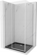 Mexen Roma cabine de douche battante 100 x 90 cm, transparent, chromé + receveur de douche Flat, noir - 854-100-090-01-00-4070
