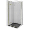 Mexen Roma cabine de douche battante 80 x 80 cm, transparente, or + receveur plat, noir - 854-080-080-50-00-4070G