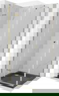 Mexen Roma cabine de douche battante 80 x 80 cm, transparent, or + receveur plat, noir - 854-080-080-50-00-4070G