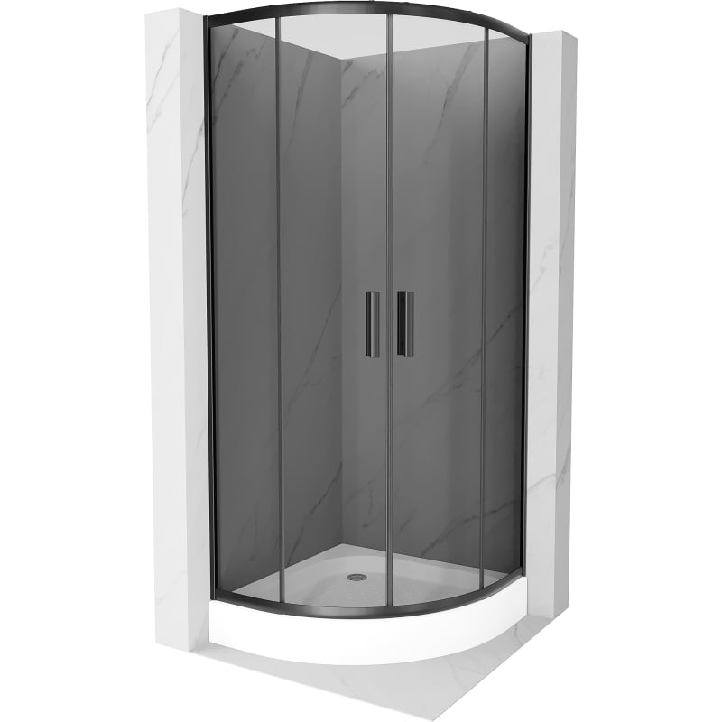 Mexen Rio cabine de douche semi-circulaire 70 x 70 cm, graphite, noir + receveur, blanc - 863-070-070-70-40-4710