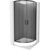 Cabine de douche Mexen Rio semi-ronde 70 x 70 cm, graphite, noir + receveur Rio, blanc - 863-070-070-70-40-4710