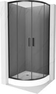 Cabine de douche Mexen Rio semi-ronde 70 x 70 cm, graphite, noir + receveur Rio, blanc - 863-070-070-70-40-4710