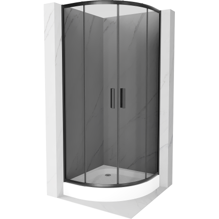 Mexen Rio cabine de douche semi-circulaire 80 x 80 cm, graphite, noir + receveur Rio, blanc - 863-080-080-70-40-4710