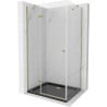 Mexen Roma cabine de douche pivotante 100 x 80 cm, transparente, dorée + receveur Flat, noir - 854-100-080-50-00-4070G