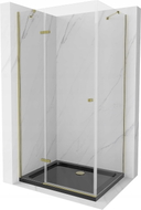 Mexen Roma cabine de douche battante 120 x 80 cm, transparente, dorée + receveur plat, noir - 854-120-080-50-00-4070G