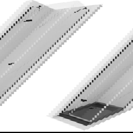 Mexen Roma cabine de douche pivotante 80 x 80 cm, transparente, noire + receveur plat, noir - 854-080-080-70-00-4070B