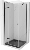 Mexen Roma cabine de douche pivotante 80 x 80 cm, transparente, noire + receveur Flat, noir - 854-080-080-70-00-4070B