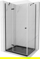 Cabine de douche à charnière Mexen Roma 100 x 80 cm, transparent, noir + receveur plat, noir - 854-100-080-70-00-4070B