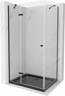 Mexen Roma cabine de douche pivotante 100 x 90 cm, transparente, noire + receveur Flat, noir - 854-100-090-70-00-4070B