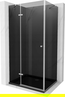Mexen Roma cabine de douche à battant 90 x 120 cm, graphite, chrome + bac Flat, noir - 854-090-120-01-40-4070