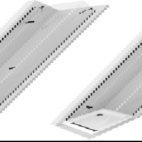 Mexen Roma cabine de douche battante 70 x 70 cm, transparent, noir + receveur plat, blanc - 854-070-070-70-00-4010B