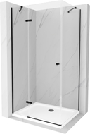Mexen Roma cabine de douche pivotante 70 x 80 cm, transparent, noir + receveur Flat, blanc - 854-070-080-70-00-4010B