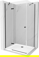 Mexen Roma cabine de douche pivotante 80 x 90 cm, transparente, noire + receveur plat, blanc - 854-080-090-70-00-4010B