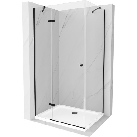 Mexen Roma cabine de douche à charnière 100 x 110 cm, transparent, noir + receveur plat, blanc - 854-100-110-70-00-4010B