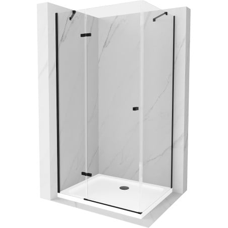 Mexen Roma cabine de douche pivotante 100 x 110 cm, transparente, noire + receveur plat, blanc - 854-100-110-70-00-4010B