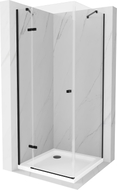 Mexen Roma cabine de douche pivotante 100 x 100 cm, transparent, noir + receveur Flat, blanc - 854-100-100-70-00-4010B