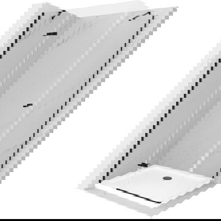 Mexen Roma cabine de douche pivotante 120 x 80 cm, transparente, noire + receveur Flat, blanc - 854-120-080-70-00-4010B