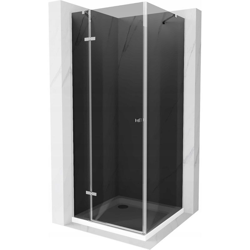 Mexen Roma cabine de douche pivotante 70 x 70 cm, graphite, chrome + receveur plat, blanc - 854-070-070-01-40-4010
