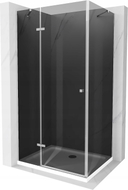 Mexen Roma cabine de douche à charnière 80 x 90 cm, graphite, chrome + receveur Flat, blanc - 854-080-090-01-40-4010