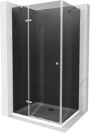 Mexen Roma cabine de douche pivotante 100 x 80 cm, graphite, chrome + receveur Flat, blanc - 854-100-080-01-40-4010