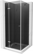 Mexen Roma cabine de douche battante 100 x 100 cm, graphite, chrome + receveur Flat, blanc - 854-100-100-01-40-4010