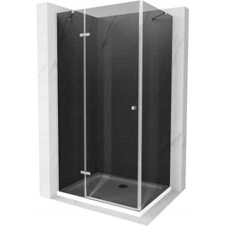 Mexen Roma cabine de douche pivotante 110 x 80 cm, graphite, chrome + receveur Flat, blanc - 854-110-080-01-40-4010