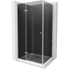 Mexen Roma cabine de douche pivotante 120 x 80 cm, graphite, chrome + receveur Flat, blanc - 854-120-080-01-40-4010