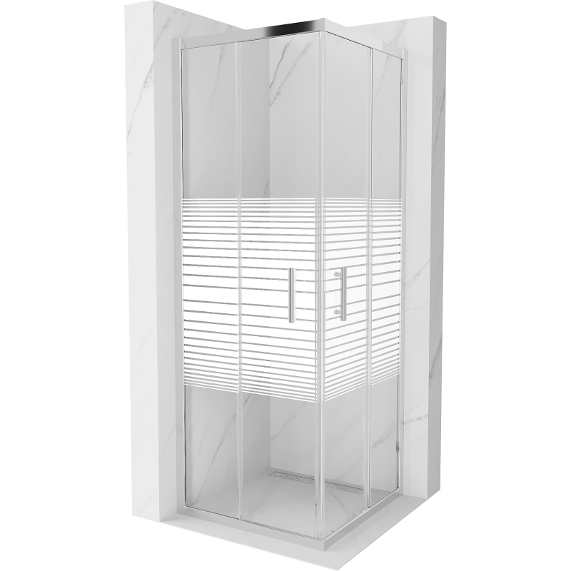 Mexen Rio cabine de douche carrée 70 x 70 cm, rayures, chrome - 860-070-070-01-20
