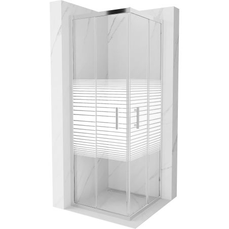 Mexen Rio cabine de douche carrée 70 x 70 cm, bandes blanches, chrome - 860-070-070-01-20
