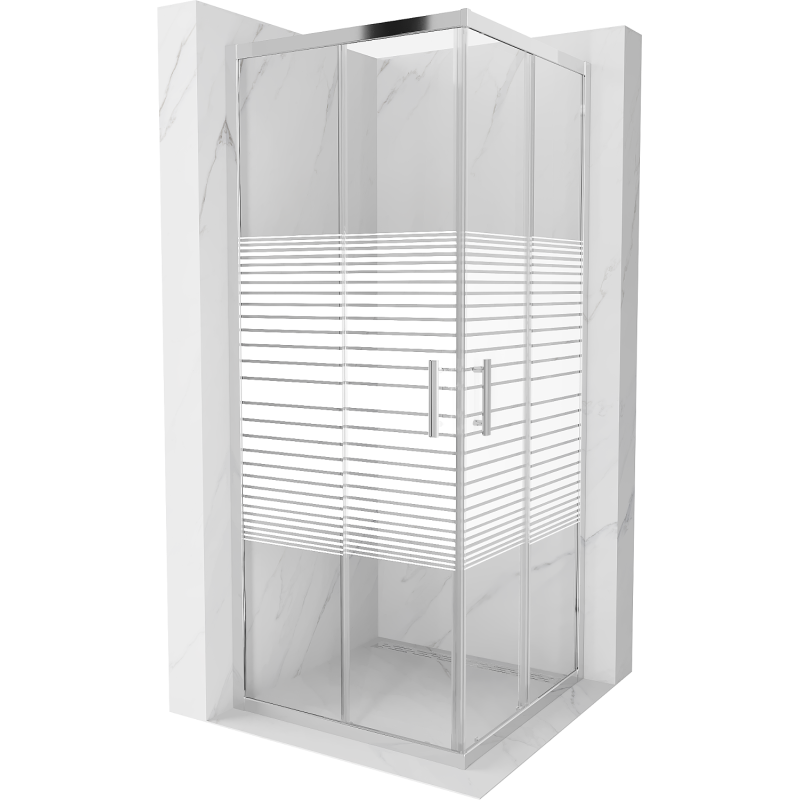 Mexen Rio cabine de douche carrée 80 x 80 cm, bandes, chrome - 860-080-080-01-20