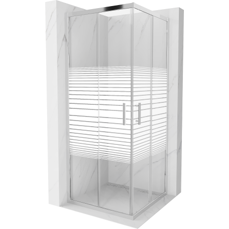 Mexen Rio cabine de douche carrée 80 x 80 cm, bandes, chrome - 860-080-080-01-20