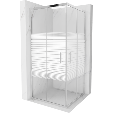 Mexen Rio cabine de douche carrée 90 x 90 cm, bandes, chrome - 860-090-090-01-20