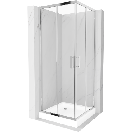 Cabine de douche carrée Mexen Rio 80 x 80 cm, transparent, chrome + receveur Rio, blanc - 860-080-080-01-00-4510