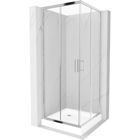 Mexen Rio cabine de douche carrée 80 x 80 cm, transparent, chrome + receveur Rio, blanc - 860-080-080-01-00-4510