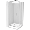 Cabine de douche carrée Mexen Rio 80 x 80 cm, transparent, chrome + receveur Rio, blanc - 860-080-080-01-00-4510