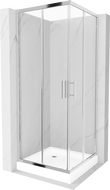 Cabine de douche carrée Mexen Rio 80 x 80 cm, transparent, chrome + receveur Rio, blanc - 860-080-080-01-00-4510