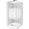 Mexen Rio cabine de douche carrée 80 x 80 cm, bandes, chrome + receveur Rio, blanc - 860-080-080-01-20-4510