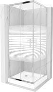 Mexen Rio cabine de douche carrée 80 x 80 cm, bandes blanches, chrome + receveur, blanc - 860-080-080-01-20-4510