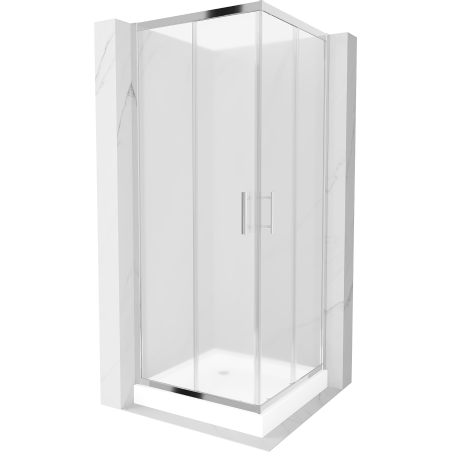 Mexen Rio cabine de douche carrée 80 x 80 cm, givre, chrome + receveur, blanc - 860-080-080-01-30-4510