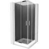 Cabine de douche carrée Mexen Rio 80 x 80 cm, graphite, chrome + receveur Rio, blanc - 860-080-080-01-40-4510