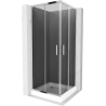 Mexen Rio cabine de douche carrée 80 x 80 cm, graphite, chrome + receveur Rio, blanc - 860-080-080-01-40-4510