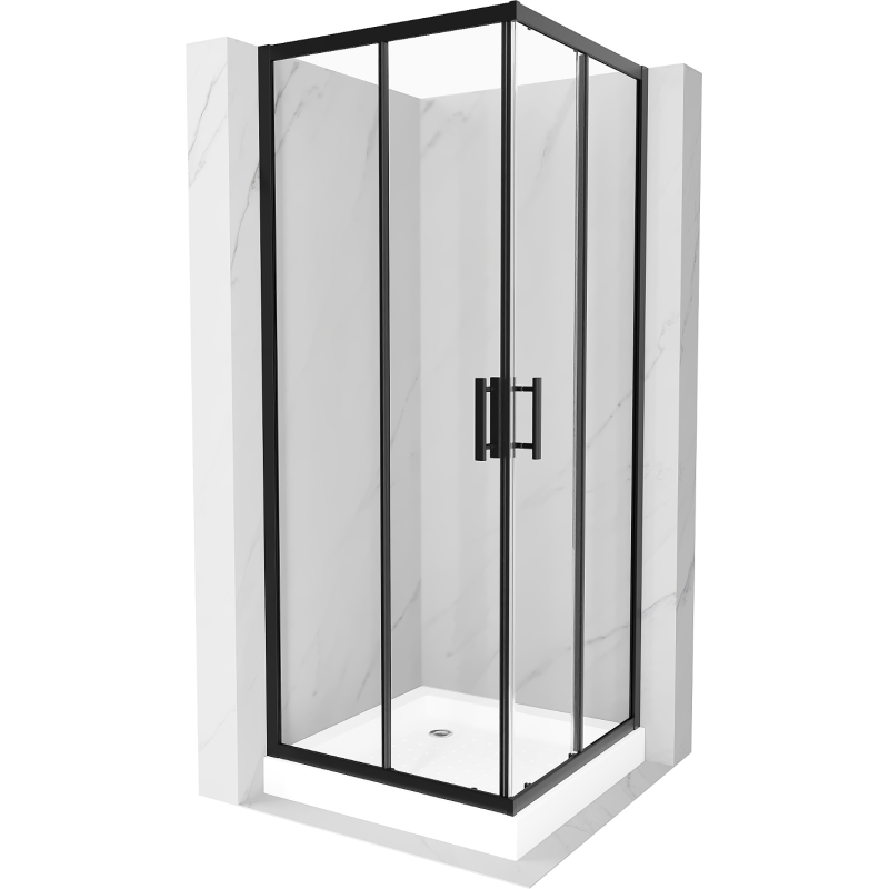Mexen Rio cabine de douche carrée 80 x 80 cm, transparent, noir + receveur, blanc - 860-080-080-70-00-4510