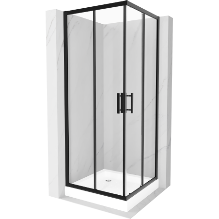 Mexen Rio cabine de douche carrée 80 x 80 cm, transparent, noir + receveur Rio, blanc - 860-080-080-70-00-4510