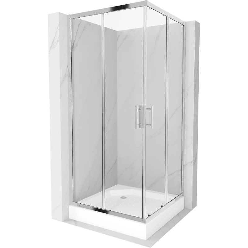 Mexen Rio cabine de douche carrée 90 x 90 cm, transparent, chrome + receveur, blanc - 860-090-090-01-00-4510