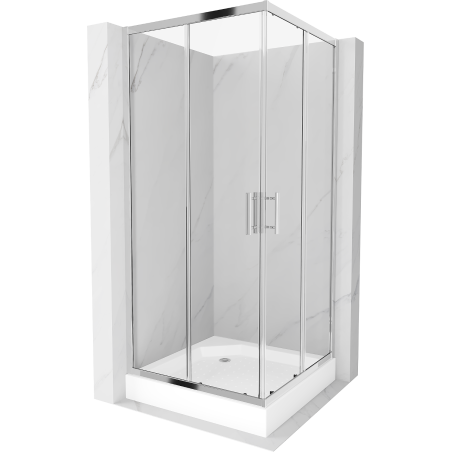 Mexen Rio cabine de douche carrée 90 x 90 cm, transparent, chromé + receveur Rio, blanc - 860-090-090-01-00-4510