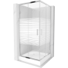 Mexen Rio cabine de douche carrée 90 x 90 cm, bandes, chrome + bac Rio, blanc - 860-090-090-01-20-4510